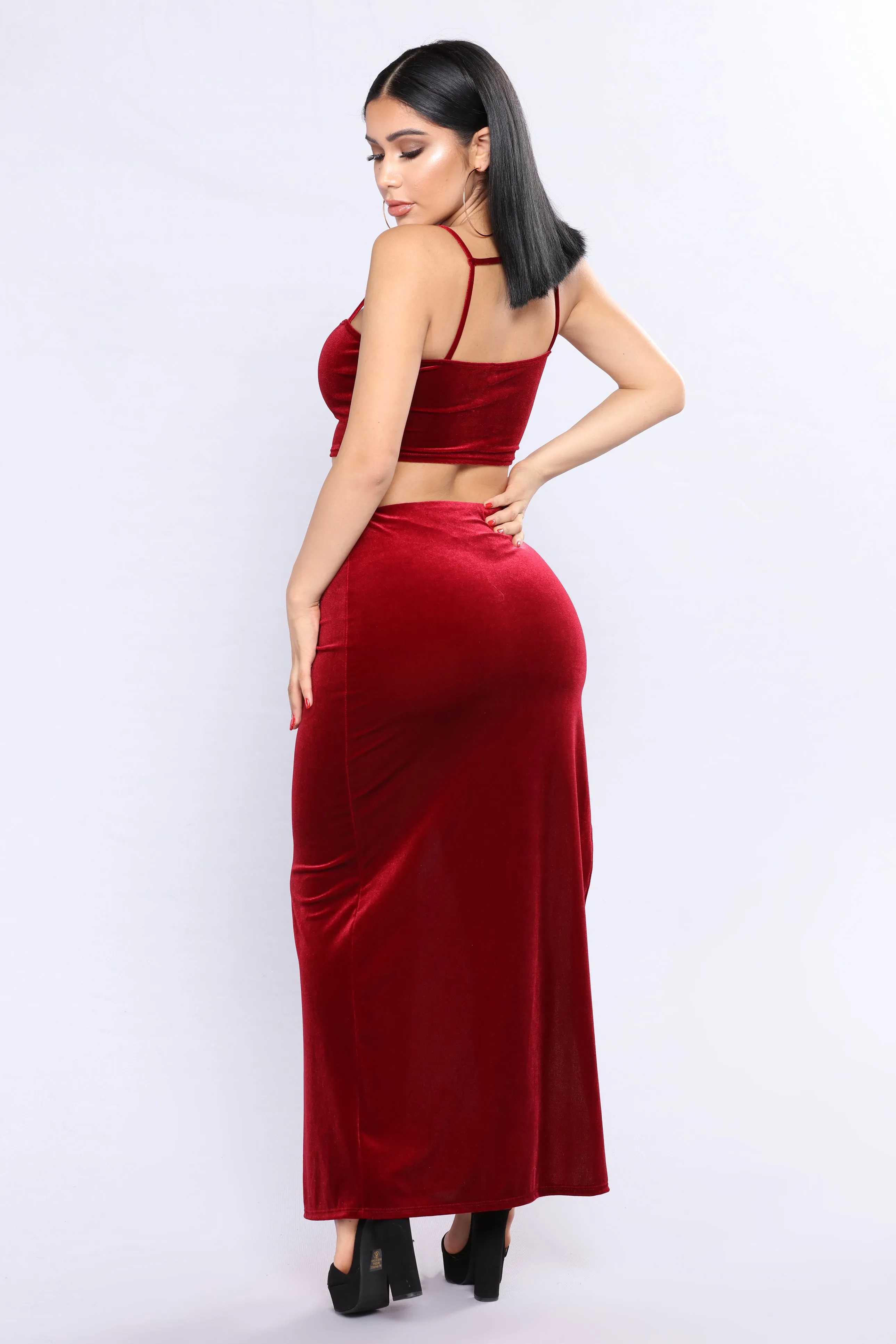 All The Feels Velvet Set - Burgundy