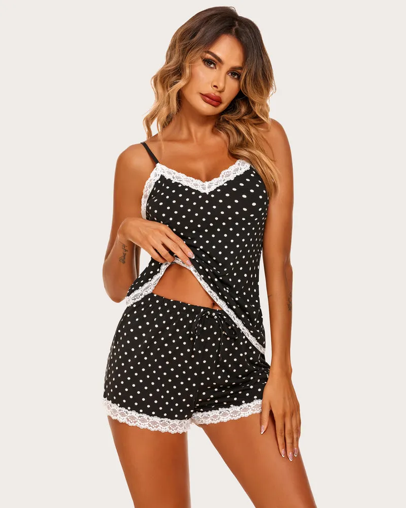 Cami Butterfly Lace Trim Short PJ Set