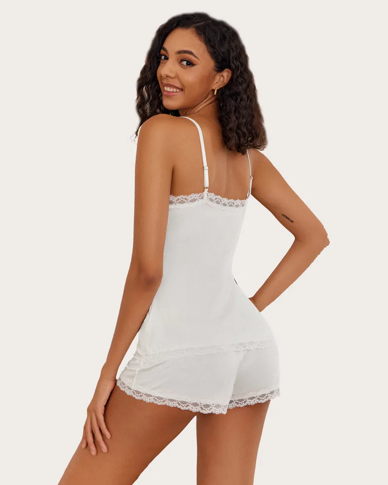Cami Butterfly Lace Trim Short PJ Set