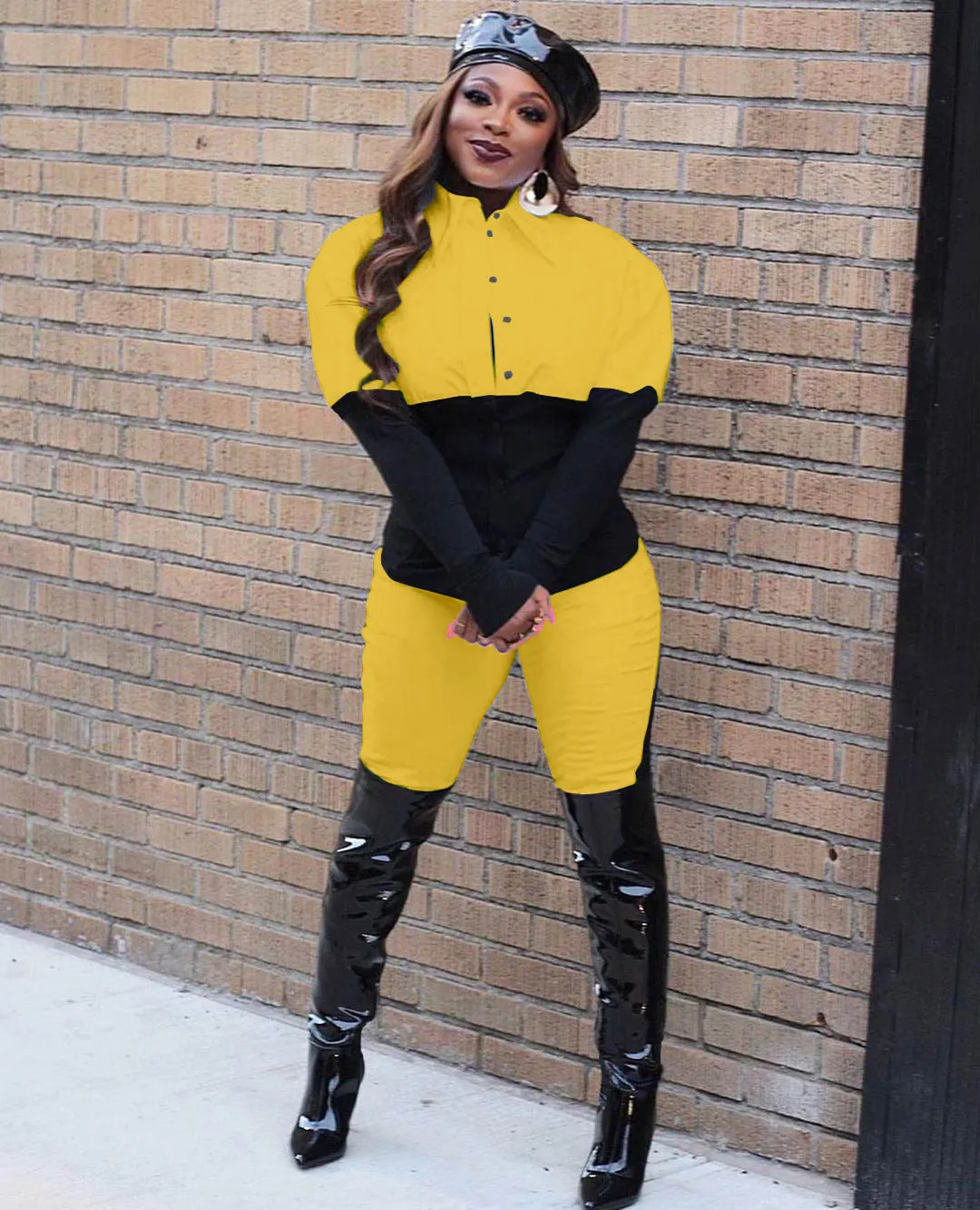 Fashion splicing two-piece set（AY2540）