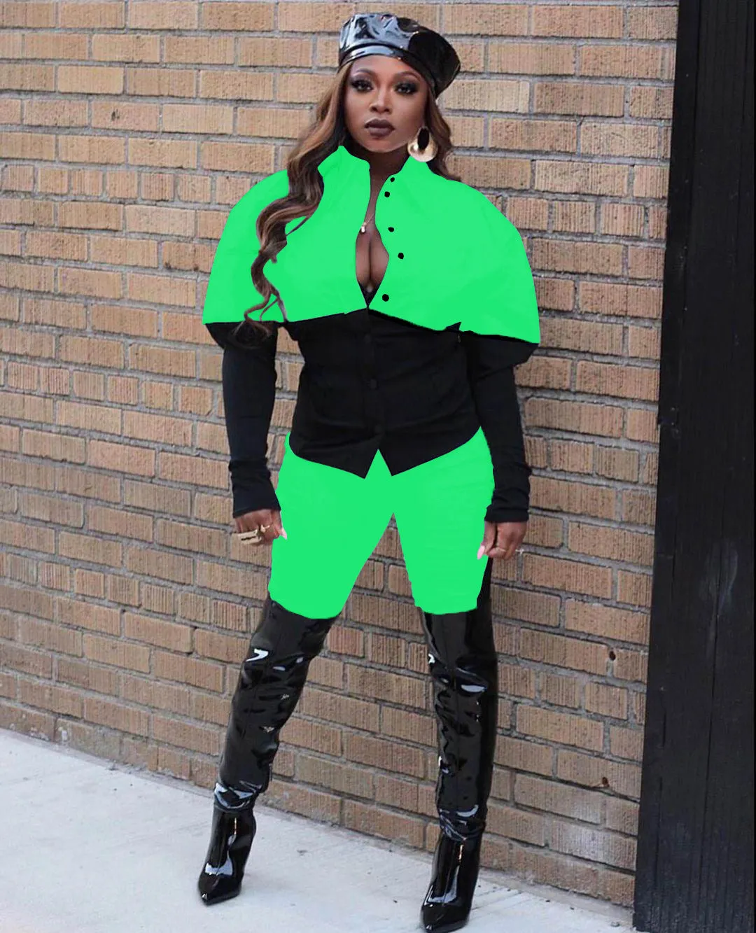 Fashion splicing two-piece set（AY2540）