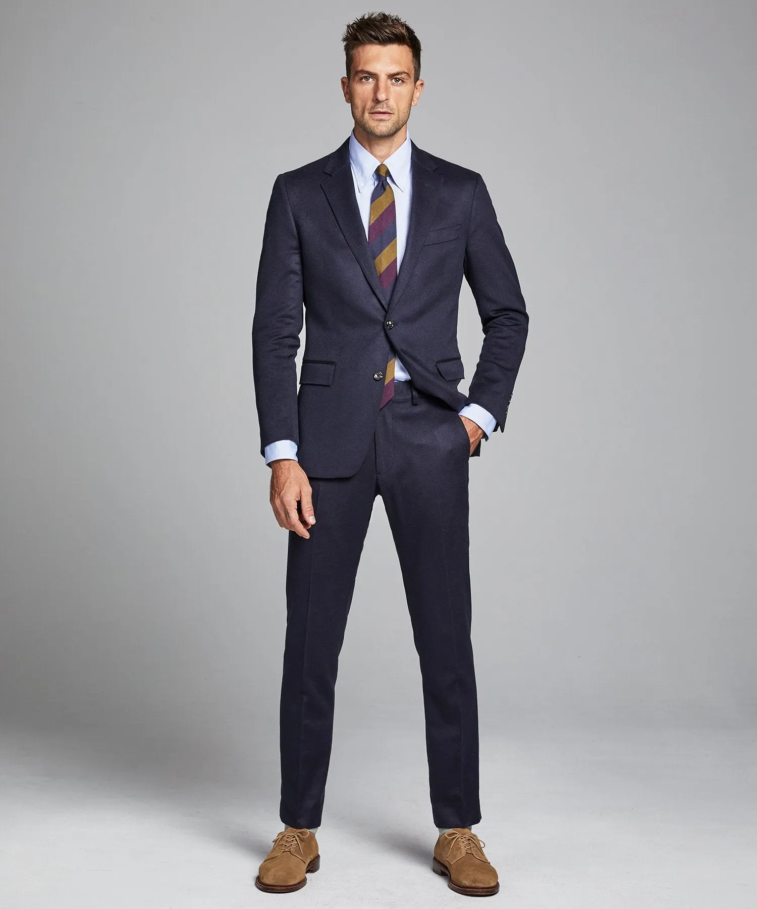 Italian Cashmere Sutton Suit Trouser in Navy