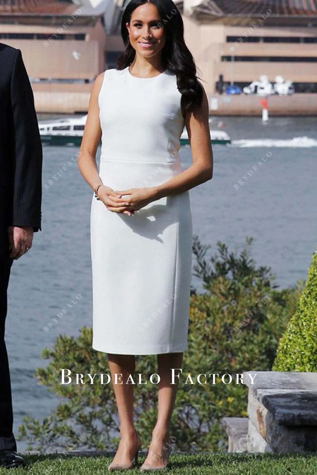Meghan Markle White Keen Length Sheath Dress 2018 Australia