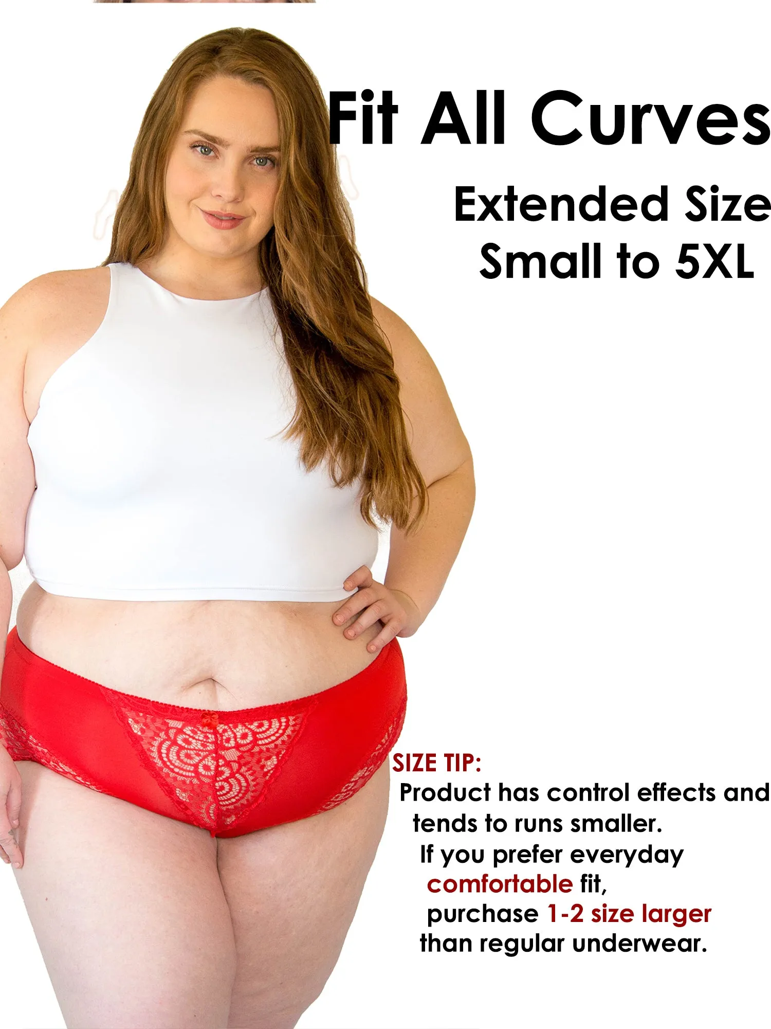 Womens Underwear Sexy Briefs Lace Light Tummy Control Panties Small-Plus Size Girdle Panty